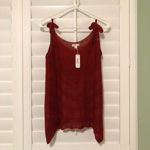 Red crochet tank top